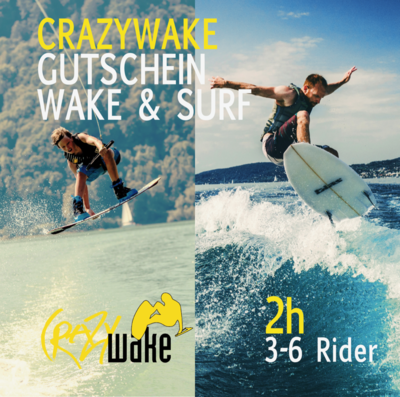 Wakeboard- und -Surf Gutschein - Crazywake Wake + Surf 2h
